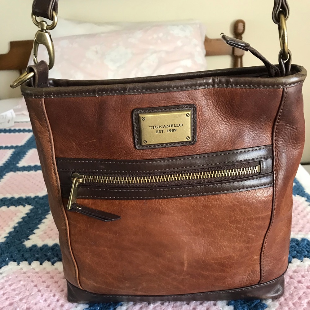 Tignanello color blocked leather xbody